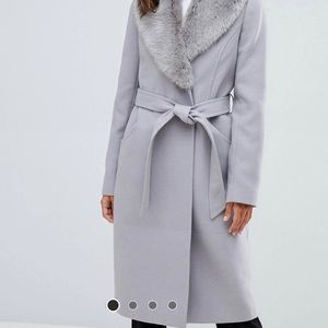 ASOS design detachable faux fur collar coat